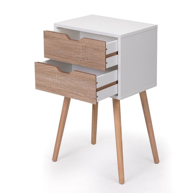 Set of 2 Modern Nightstand with 2 Drawers
