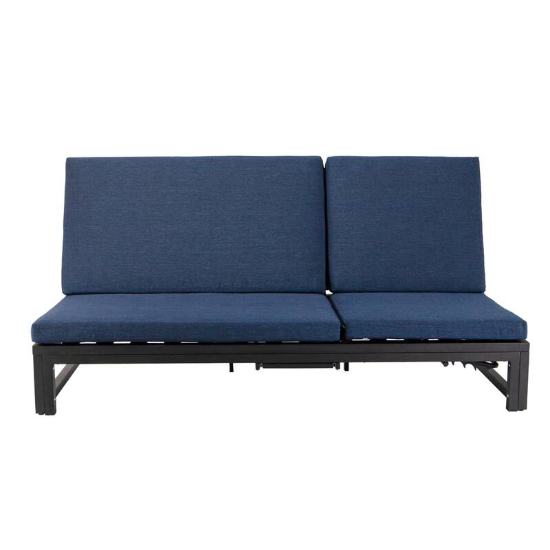 Chelsea Polyester Fabric Outdoor Lounge Chair with Four-Level Adjustable Backrest and Powder-Coated Aluminum Frame