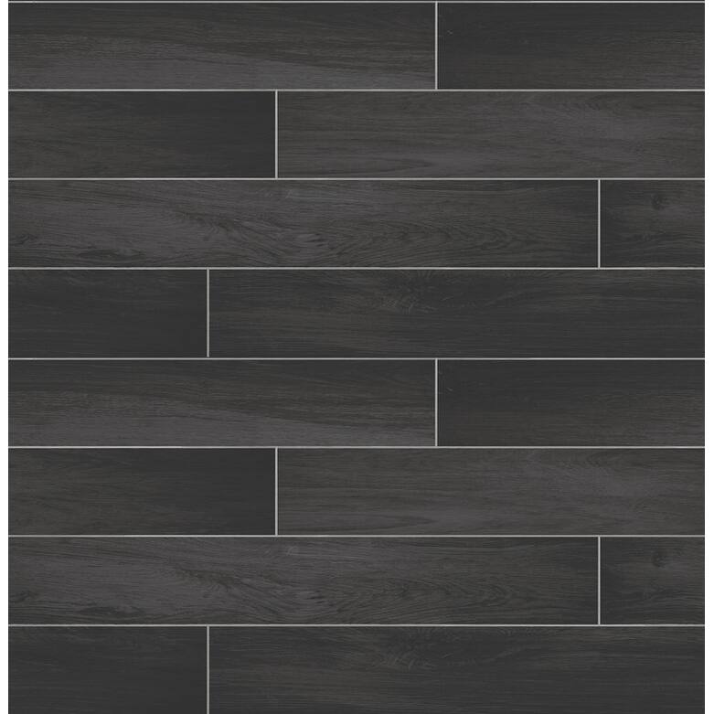 Brewster Nika Black Sleek Wood Wallpaper - 20.5in x 396in x 0.025in