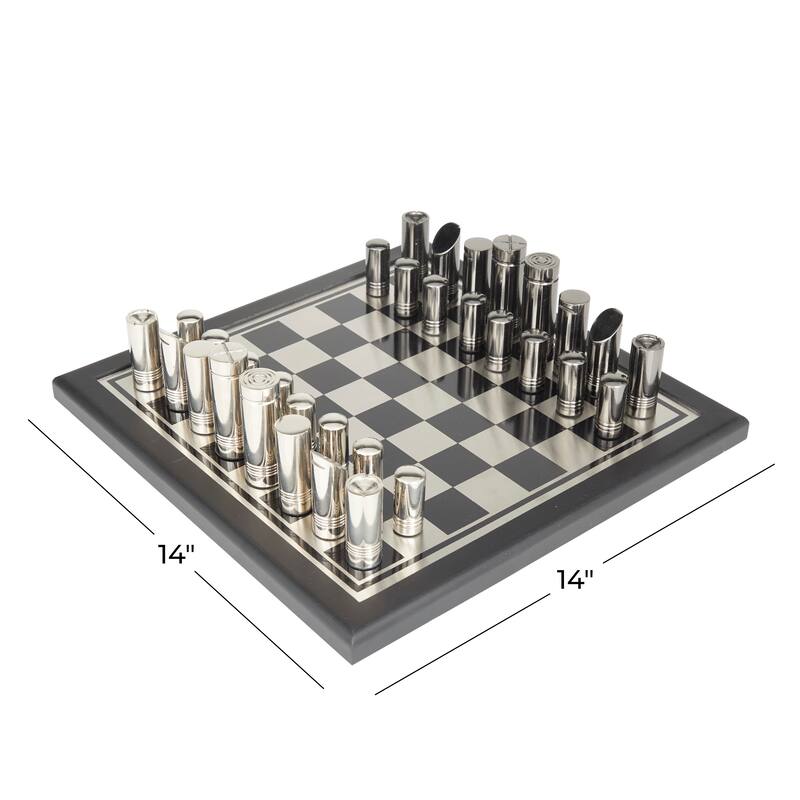 Aluminum Chess Game Set - 14"W, 4"H