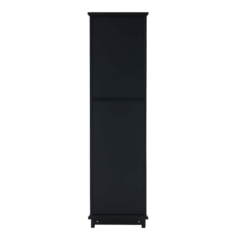 GDFStudio - Mary 63" Tall Bathroom Storage Cabinet with Glass Doors, Two Drawers, and Adjustable Shelves