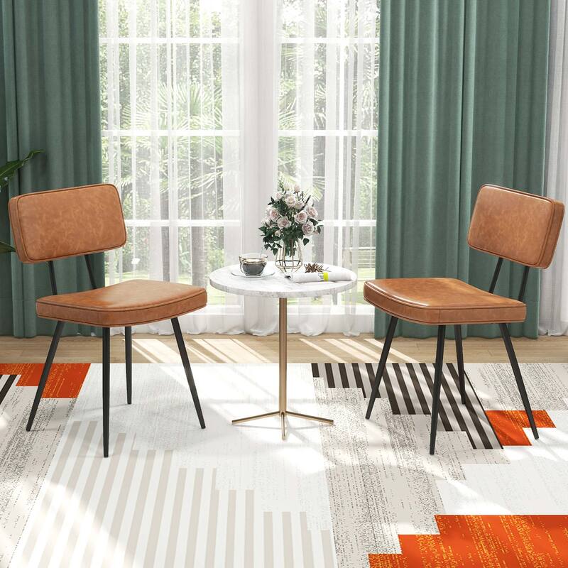 Gymax Dining Chairs Set of 4 w/ PU Leather Cover Filled Sponge