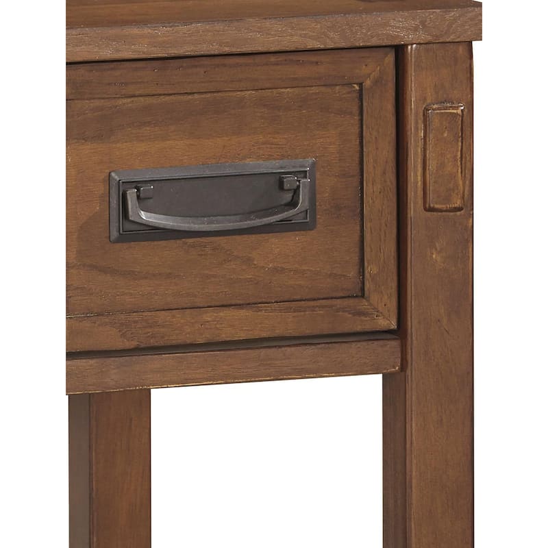 22.13 in. Brown Rectangle Wood End Table with Storage Drawer for Convenience