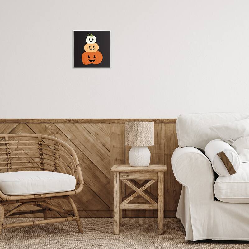 Stupell Happy Jack-o-Lanterns on Black Wall Plaque Art Design By Sazerelli Designs