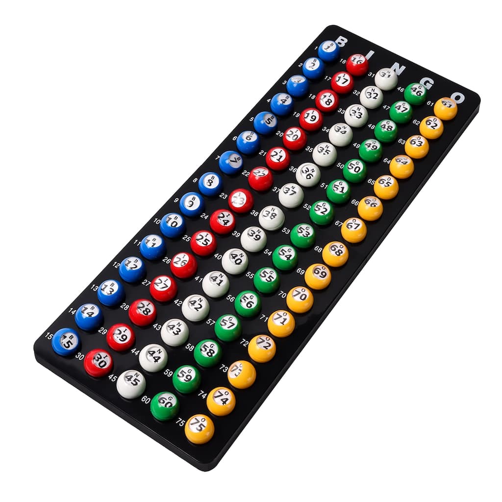 GSE™ Bingo Game Master Board & 7/8" Multi-Color Plastic Bingo Balls Set for Bingo Cage Game
