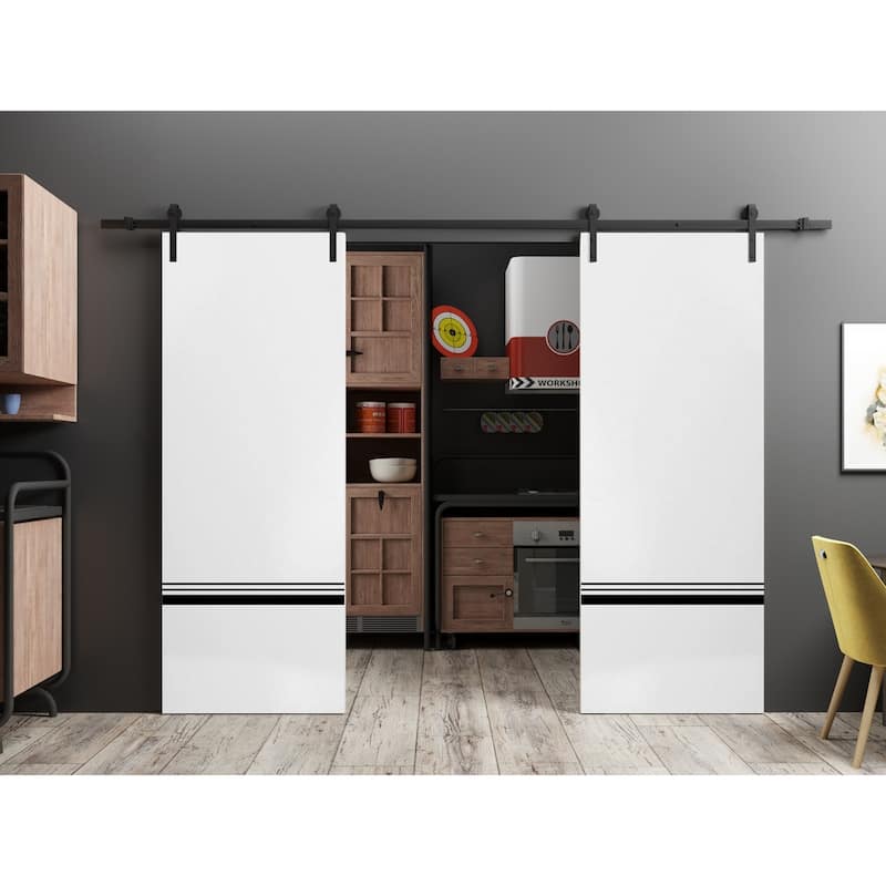 Sturdy Double Barn Door 36 x 80 with Planum 0012 White Silk with 13FT