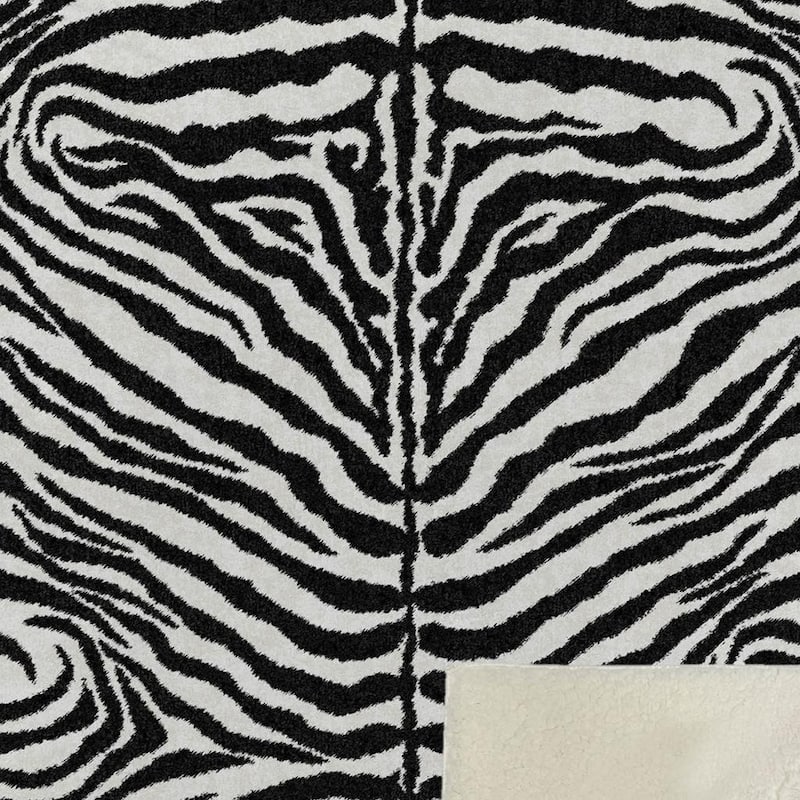 HomeRoots 50" X 70" Black And Ivory Zebra Microfiber Plush Throw Blanket