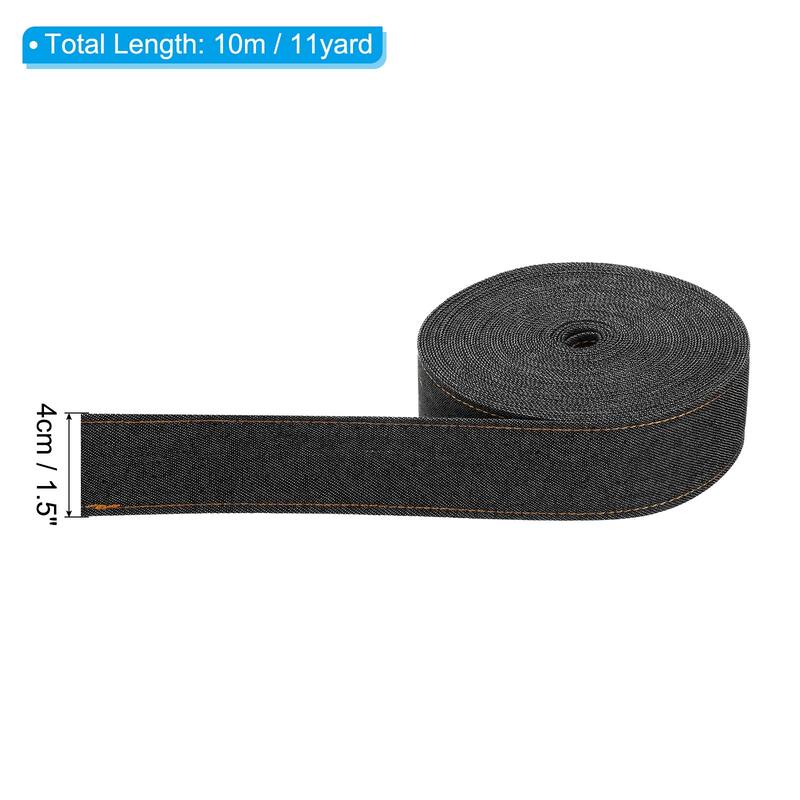 Denim Ribbon, 1 Roll 11 Yard Craft Strip - Black - 1.5"