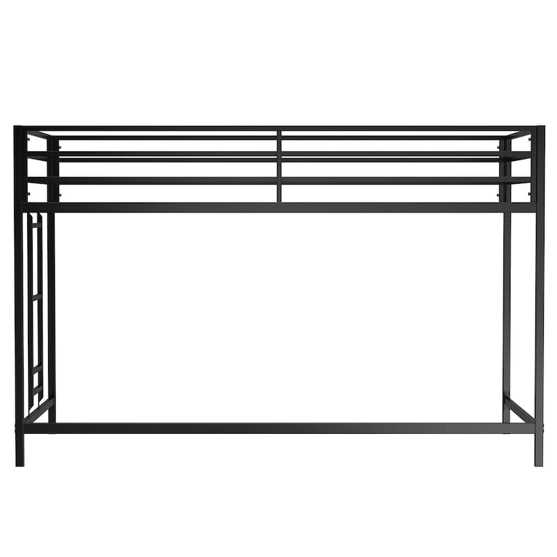 Twin size Metal Junior Loft Bed for Kids with Guardrails and Ladder（350lb Capacity）