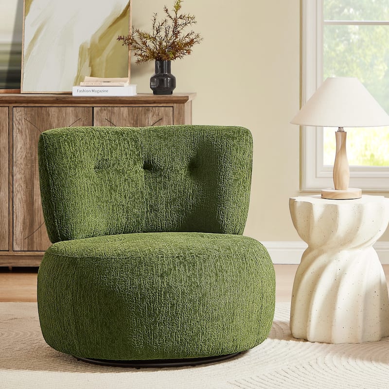 Art Leon Flannel Upholstered Swivel Accent Chair - Green