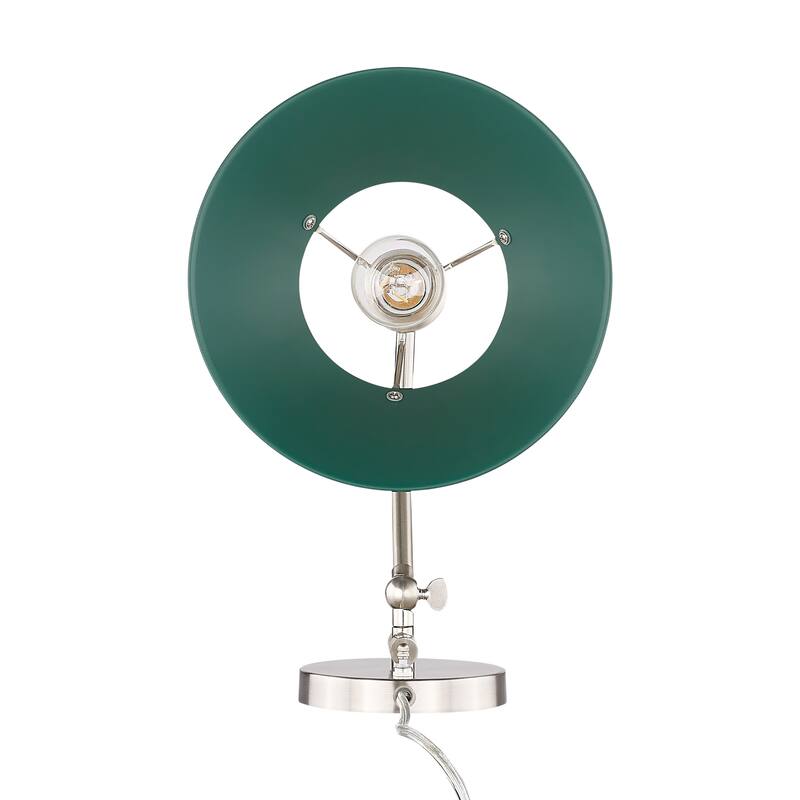 Yep by Golden Lighting Orwell 1-light Swing Arm Wall Lamp in Pewter and Pine Green shade - 1 Light Articulating Wall Sconce