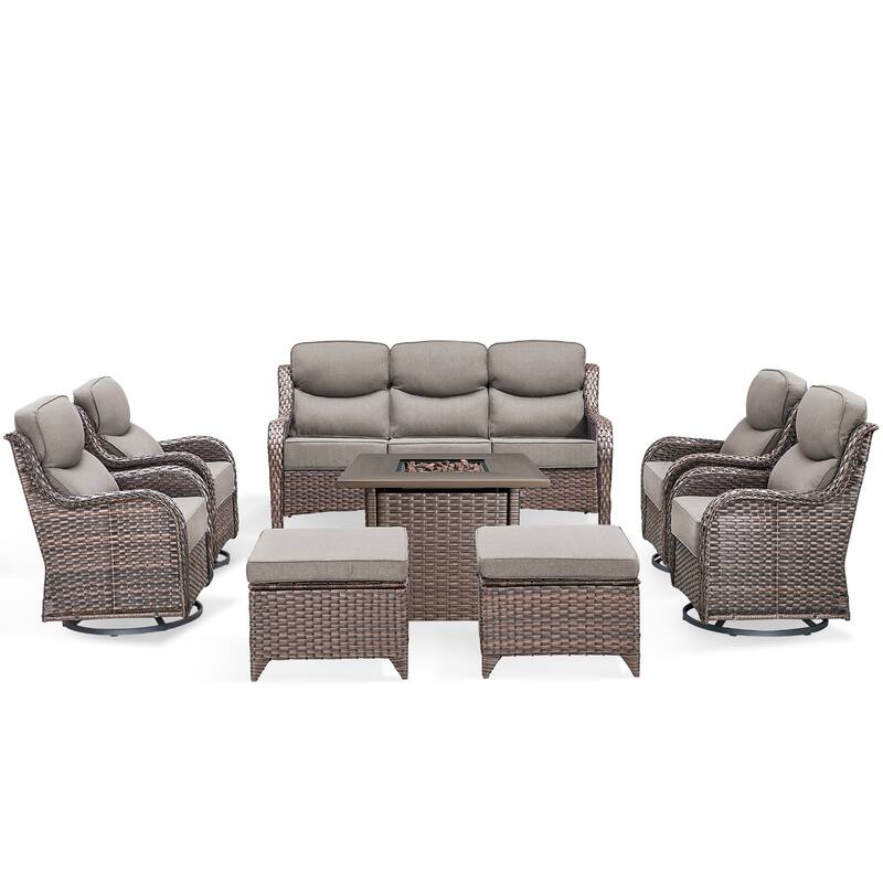 Pocassy Outdoor 6" Sofa Swivel Chairs with Fire Table Funiture