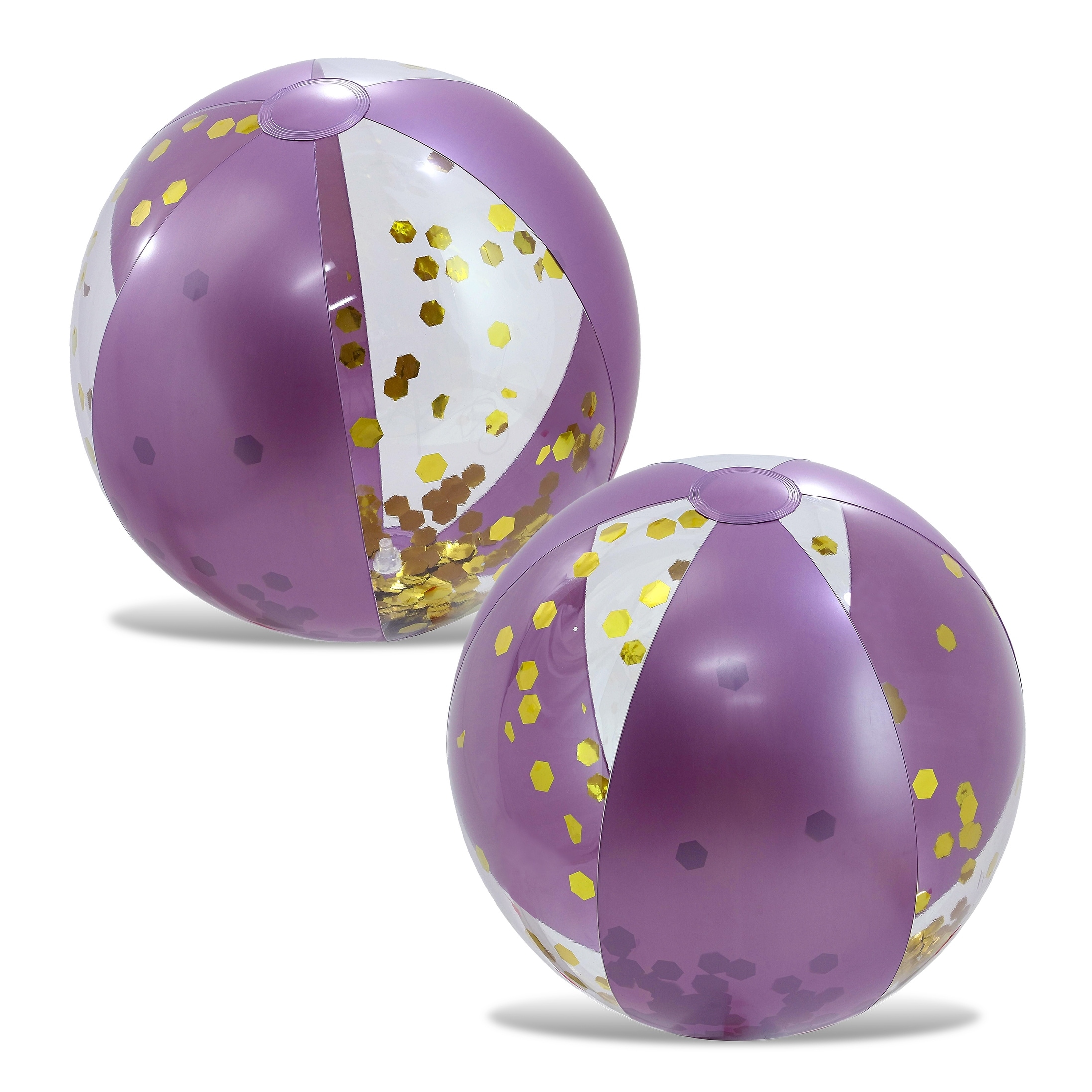 POZA Heavy Duty Inflatable Beach Ball Set of 2 - Purple Gold, 16 Inch - 16 inches