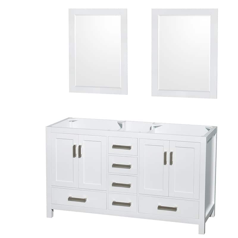 Wyndham Collection Sheffield 60" Hardwood Vanity Cabinet and Two 24" - White - Colored