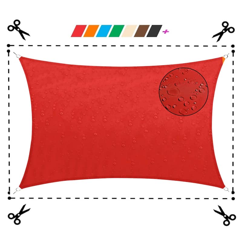 ColourTreeUSA Waterproof Custom Size Red Rectangle Sun Shade Sail Canopy UV Block - 6' x 17'