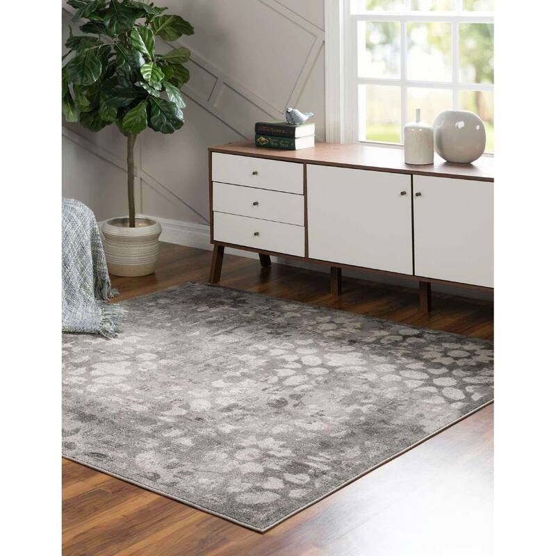 Transitional Fredo Collection Area Rug - 8' Square - Dark Gray
