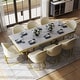 preview thumbnail 15 of 58, Modern Marble Dining Table with White Rectangular Tabletop Gold Stainless Legs, Dining Room Table