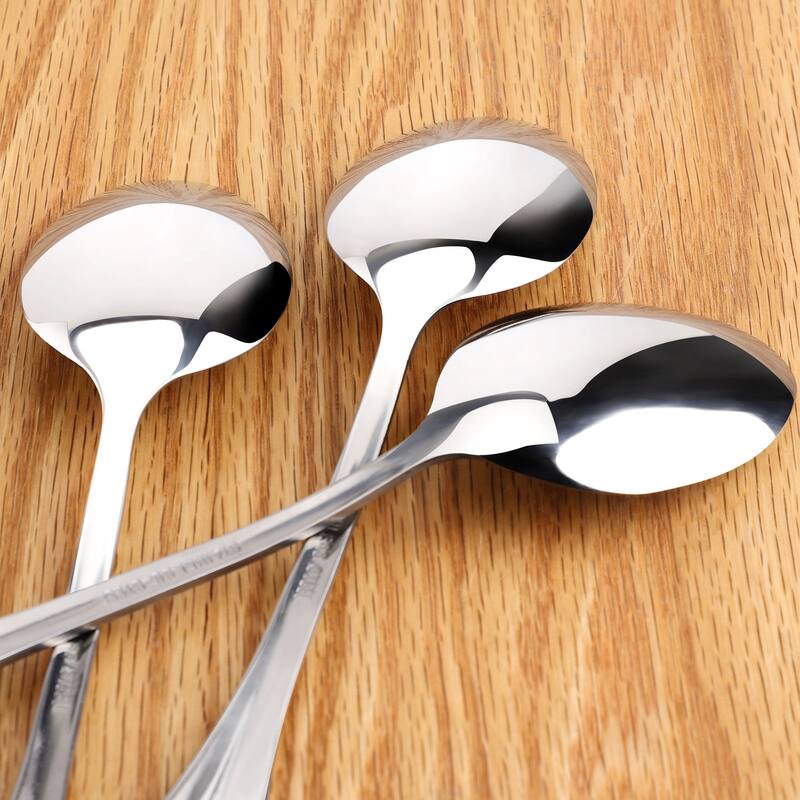 Stainless Steel Spoons Set of 8 for Cooking Spoon Sugar Dining Spoons 4.7" - Silver Tone