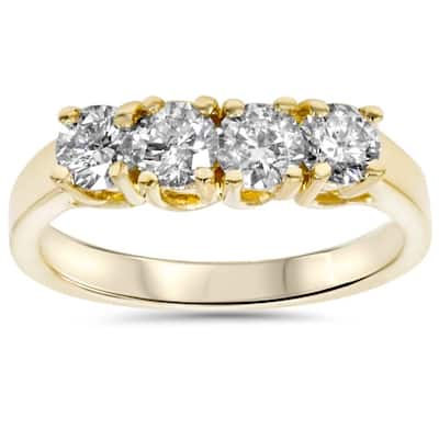 1ct Diamond Yellow Gold Curve Wedding Ring Enhancer