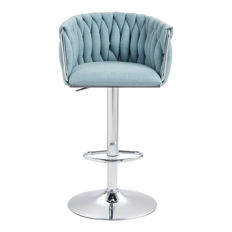 Fabric Cover Swivel Bar Stools Set of 2, Counter Height Chair with Back and Footrest, Dining Room Chair with Metal Frame