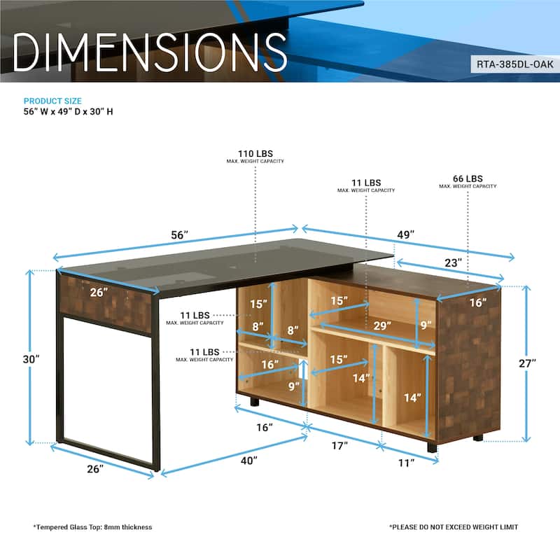 Multifunctional Design Computer Desks, L-Shape Corner Desk with Multiple Storage, Oak