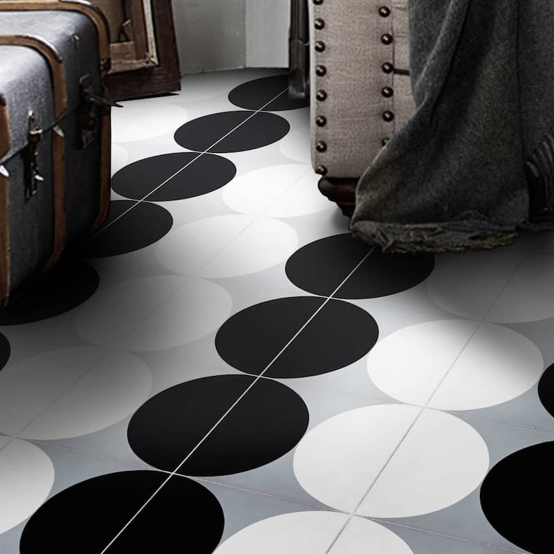 Handmade Asni in Black and Grey Tile, Pack of 12 (Morocco)