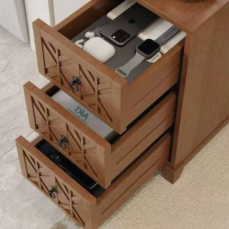 3 Drawers NightStand Corner Table with 2 Open Shelves
