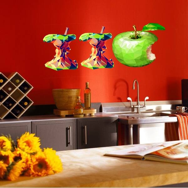 Apples Polygonal Wall Decal Apple Polygon Modern Kitchen Decor Sticker Overstock 31851599