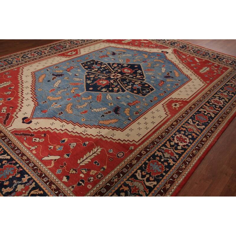 Vegetable Dye Red Sultanabad Oriental Rug Hand-Knotted Wool Carpet - 8'11" x 12'0"