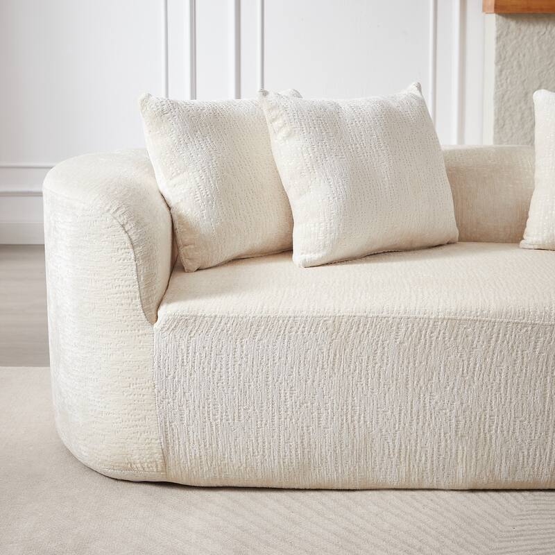 Curved Loveseat Sofa Chenille 4-Seat Cloud Couch with 4 Pillows