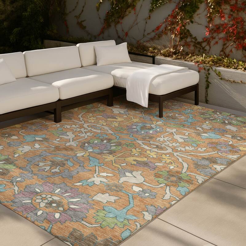 Machine Washable Indoor/ Outdoor Traditional Blanca Chantille Rug