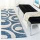 preview thumbnail 40 of 48, SAFAVIEH Florida Shag Jayati Abstract 1.2-inch Thick Rug 2'3" x 8' Runner - Blue/Ivory - Runner
