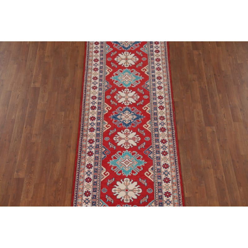 Red Kazak Oriental Runner Rug Handmade Wool Carpet - 2'10" x 9'10"