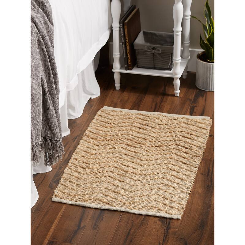 DII Black With Natural Jute Chevron Hand-Loomed Rug - 2' x 3' Oval