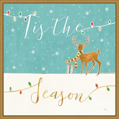 Tis the Season Christmas Reindeer, Veronique Charron Framed Canvas Art