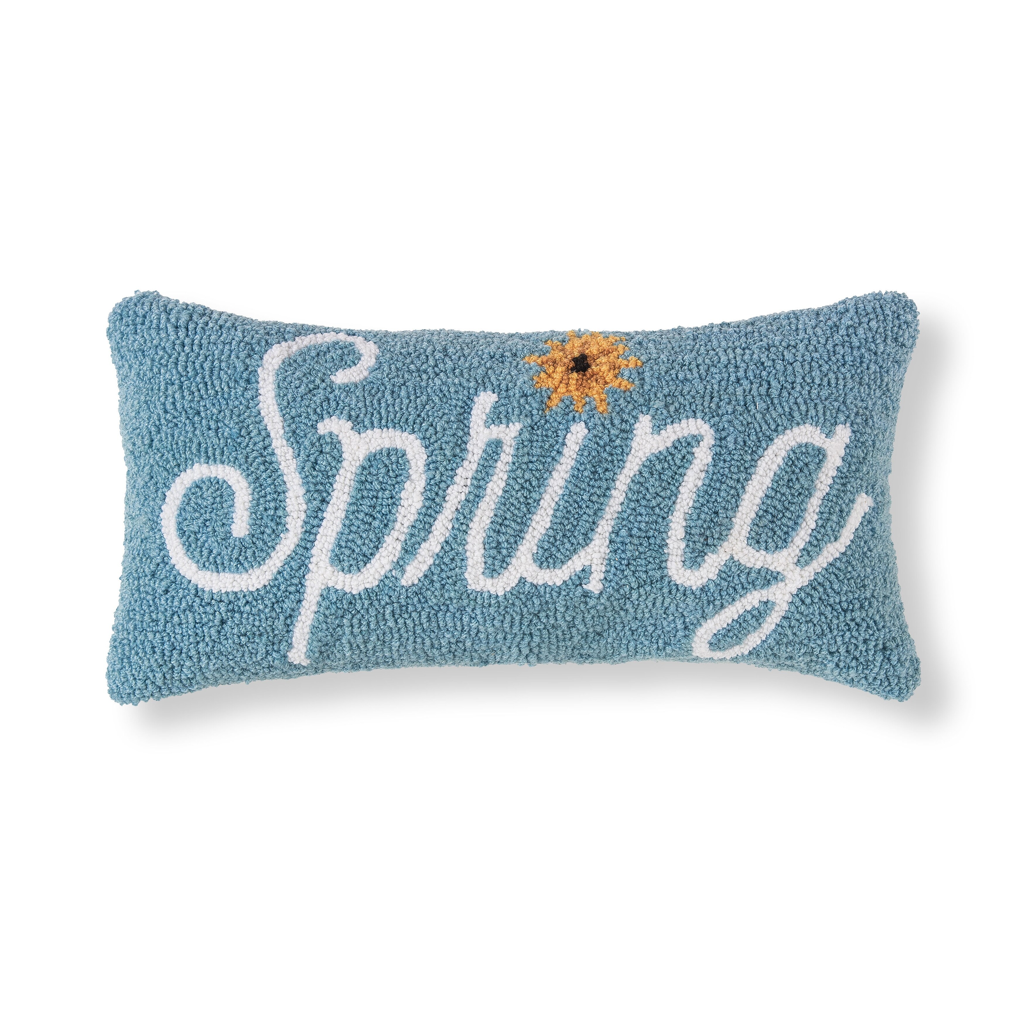 10" x 20" Spring Flower Hooked Small Petite Throw Pillow