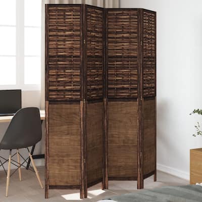 vidaXL Room Divider Privacy Screen Living Room Dark Brown Solid Wood Paulownia