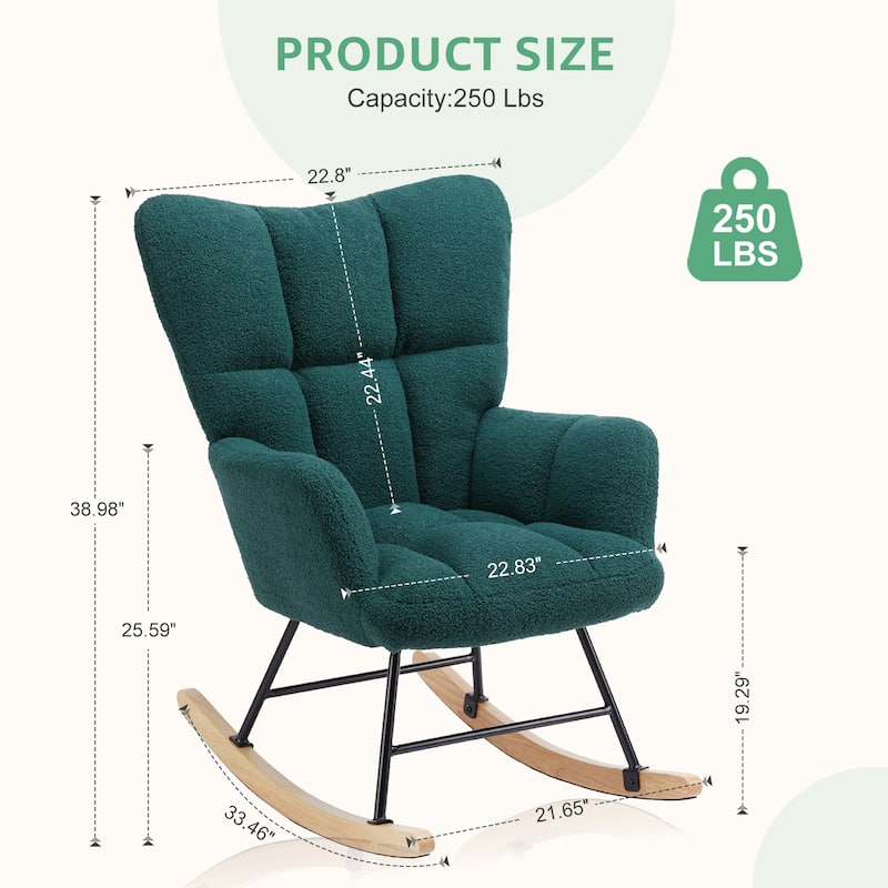 Teddy Upholstered Recliner Chair with High Back & Padded Seat for Nursery, Set of 2