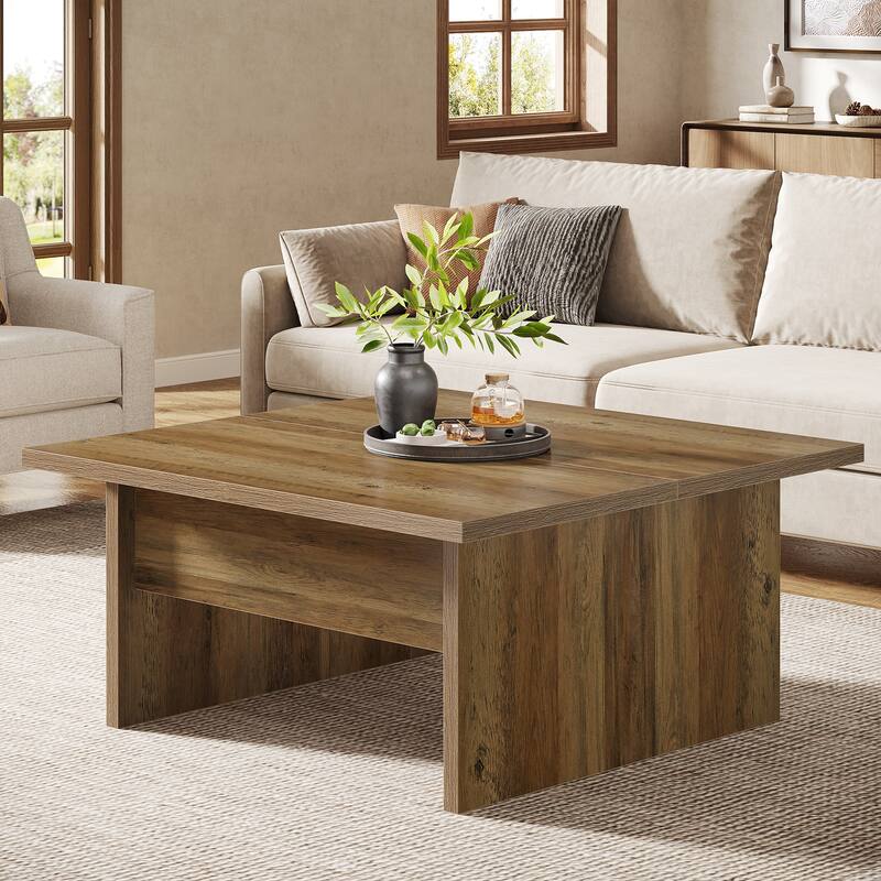 Square Coffee Table, 39.4-Inch Farmhouse Cocktail Tea Center Table