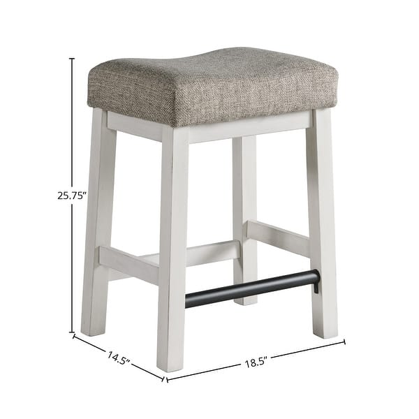 Drake Two-Toned Rustic White and Oak Backless Counter Height Stool (Set of 2)