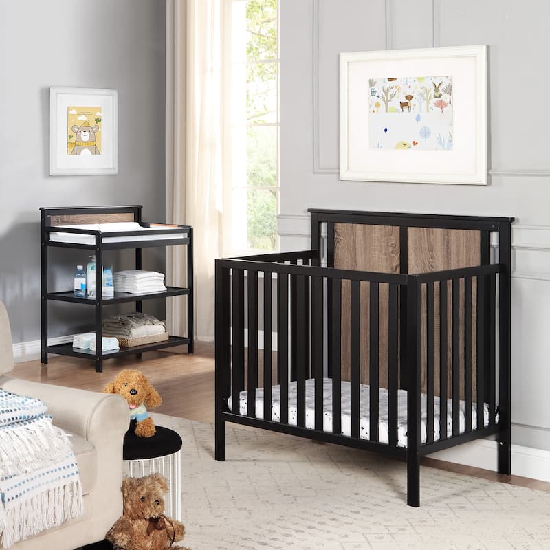 Suite Bebe Connelly Mini Crib With Mattress Pad - Black