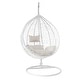 preview thumbnail 19 of 19, Wicker Rattan Hanging Swing Chair with White Metal Stand and Grey Cushion