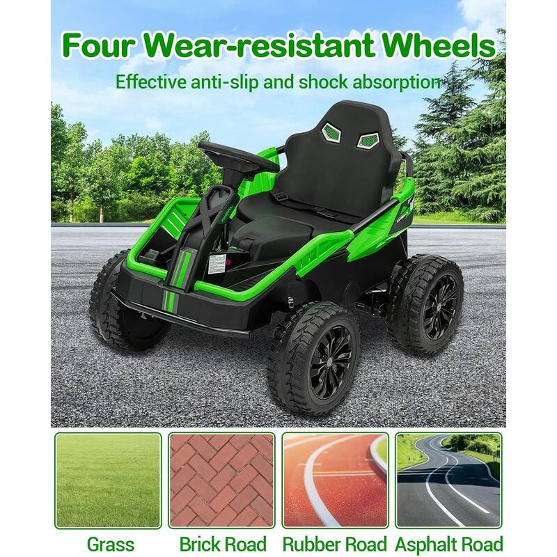 24V Kids Electric Car with Parent Control, 200W 4x4 Ride On Toy for Big Kids,4 Wheeler ATV