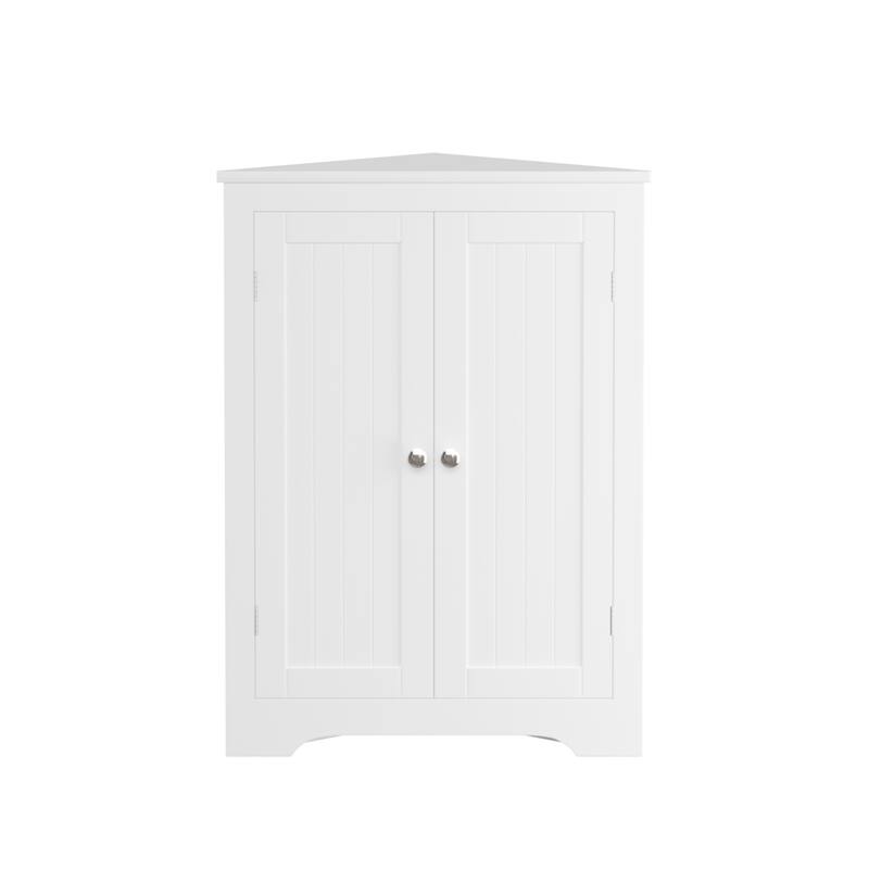 Floor Corner Cabinet with 2 Doors and Adjustable Shelves,Freestanding Narrow Cabinet Organizer,Corner Storage Cabinets