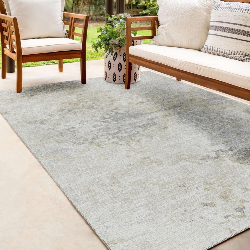 Indoor/ Outdoor Accord Modern Abstract Polyester Washable Rug New