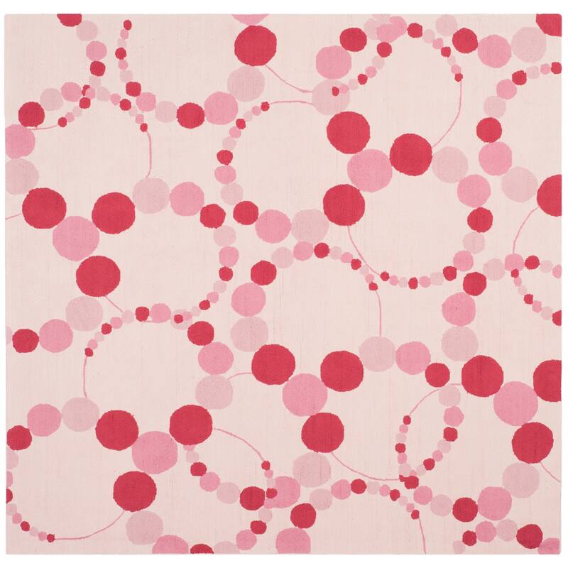 SAFAVIEH Kids Merrily Cotton Rug - 6' Square - Ivory/Pink