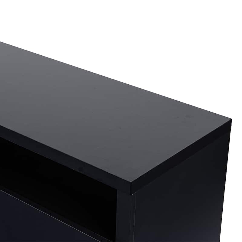 68" Modern Black RGB Electric Fireplace TV Stands Console for TVs Up to 72-inch