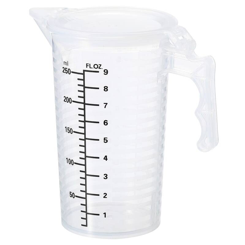 Graduated Beaker, 250ml PP Plastic Cup Double Sided Black Graduations - Transparent
