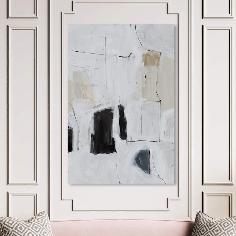 Wynwood Studio Canvas Abstract City in Fog Gray and Light Gray Modern & Contemporary Wall Art Canvas Print - 54 x 36