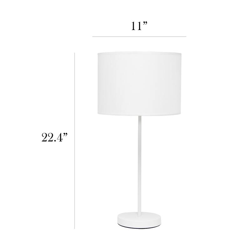 23 in. White Finish Table Lamp with White Shade, Durable Stick Lamp for End/Side Tables